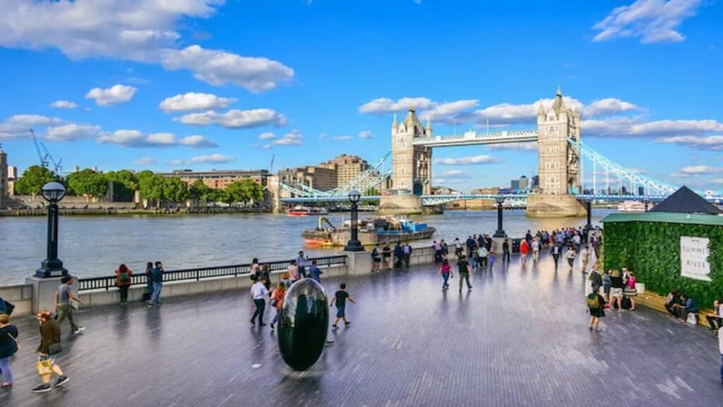 Popular attractions in London England, South Bank.
