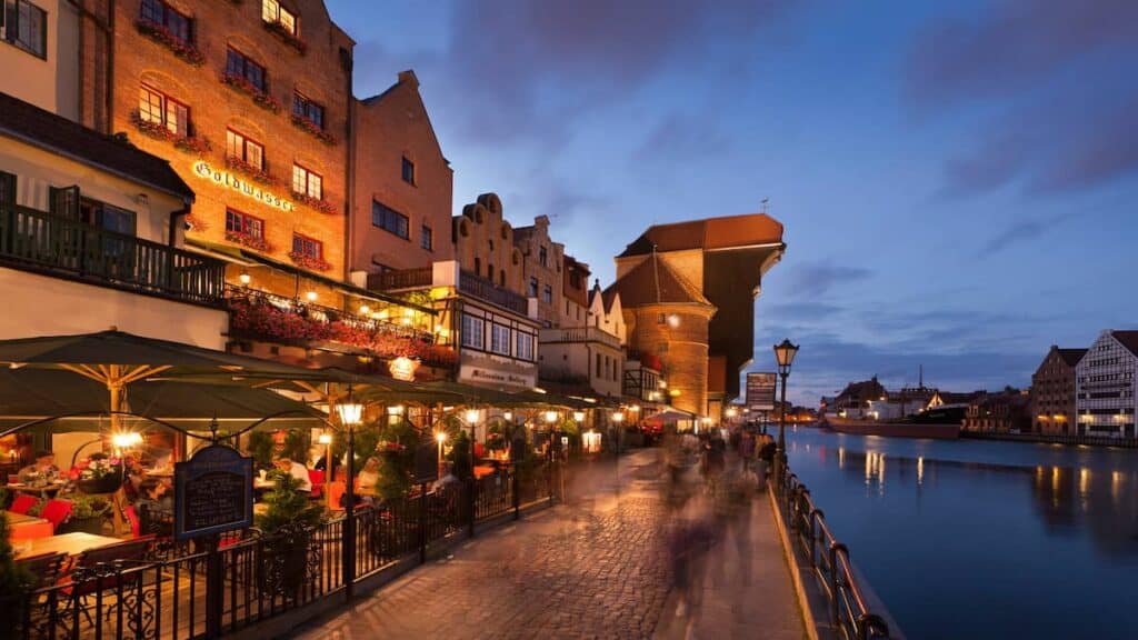 Poland nightlife, Gdansk waterfront
