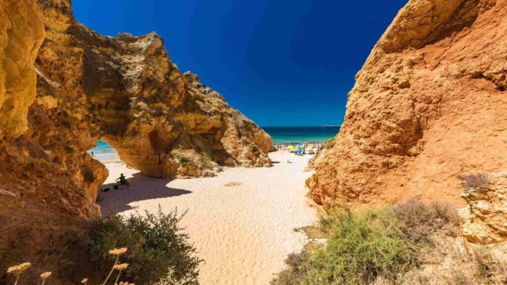 Tourist spots in Portugal, beach in rocks