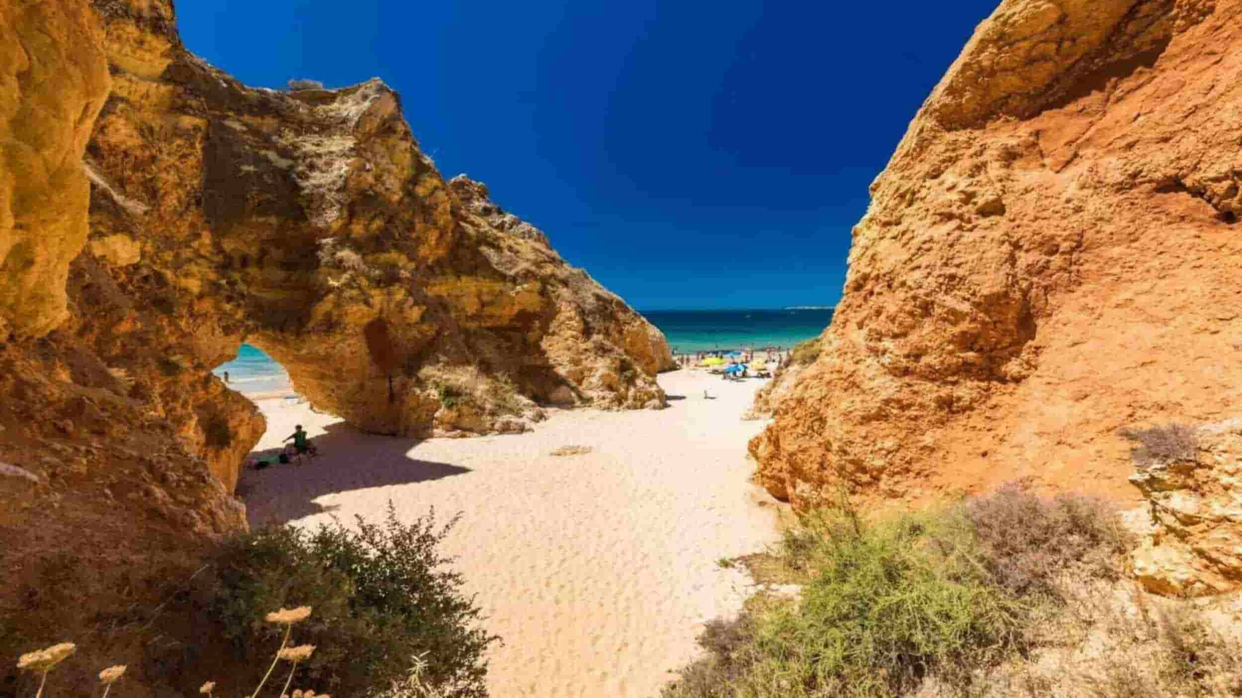 Tourist spots in Portugal, beach in rocks