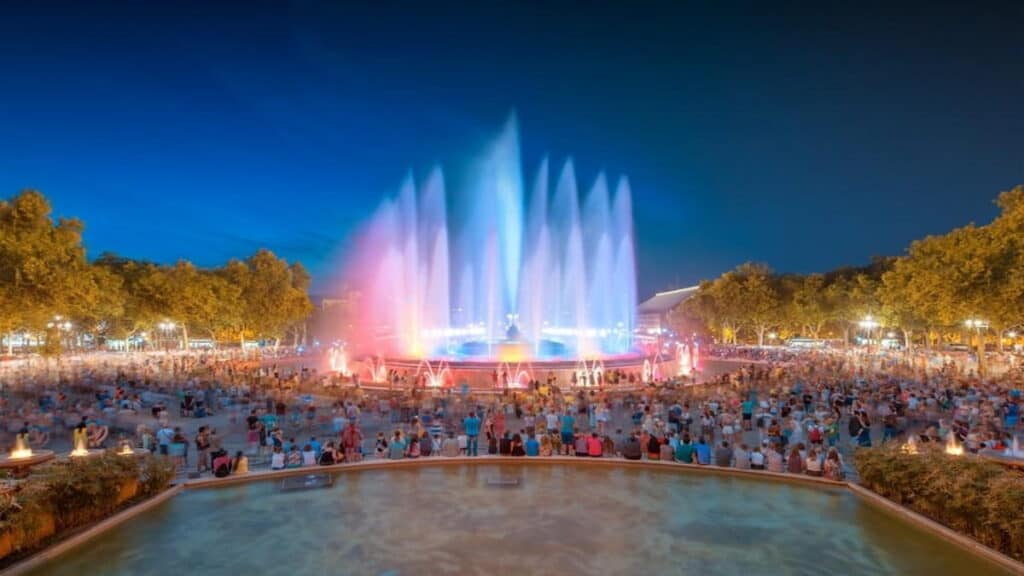 Tourist attractions in Barcelona Spain, magic fountain