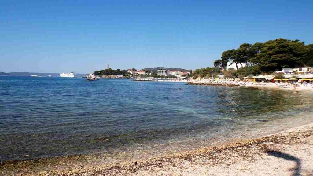 Beaches of Split Croatia, Trees in the background at Firule