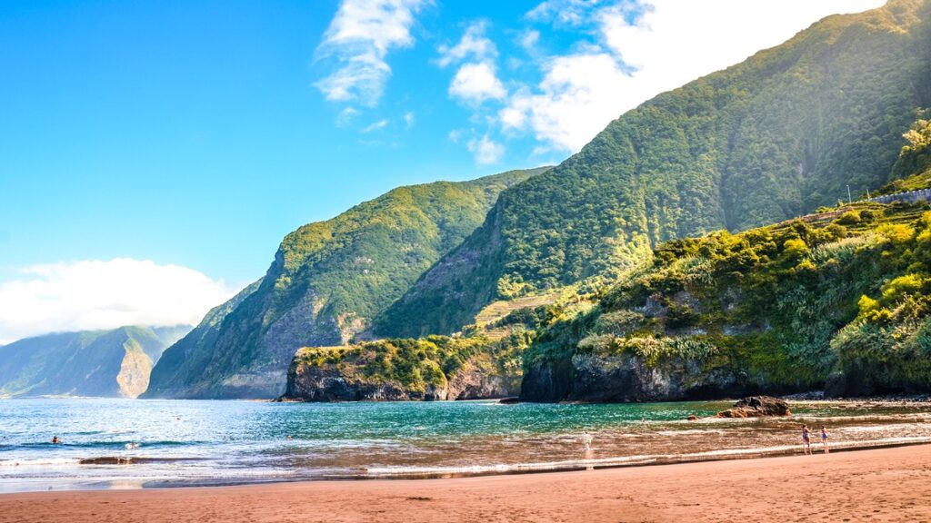 Madeira island attractions, Beautiful sandy beach in Seixal