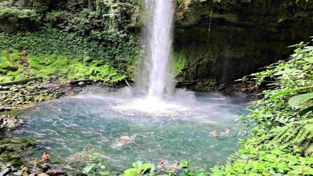 Waterfall in San Carlos Costa Rica, People swimming