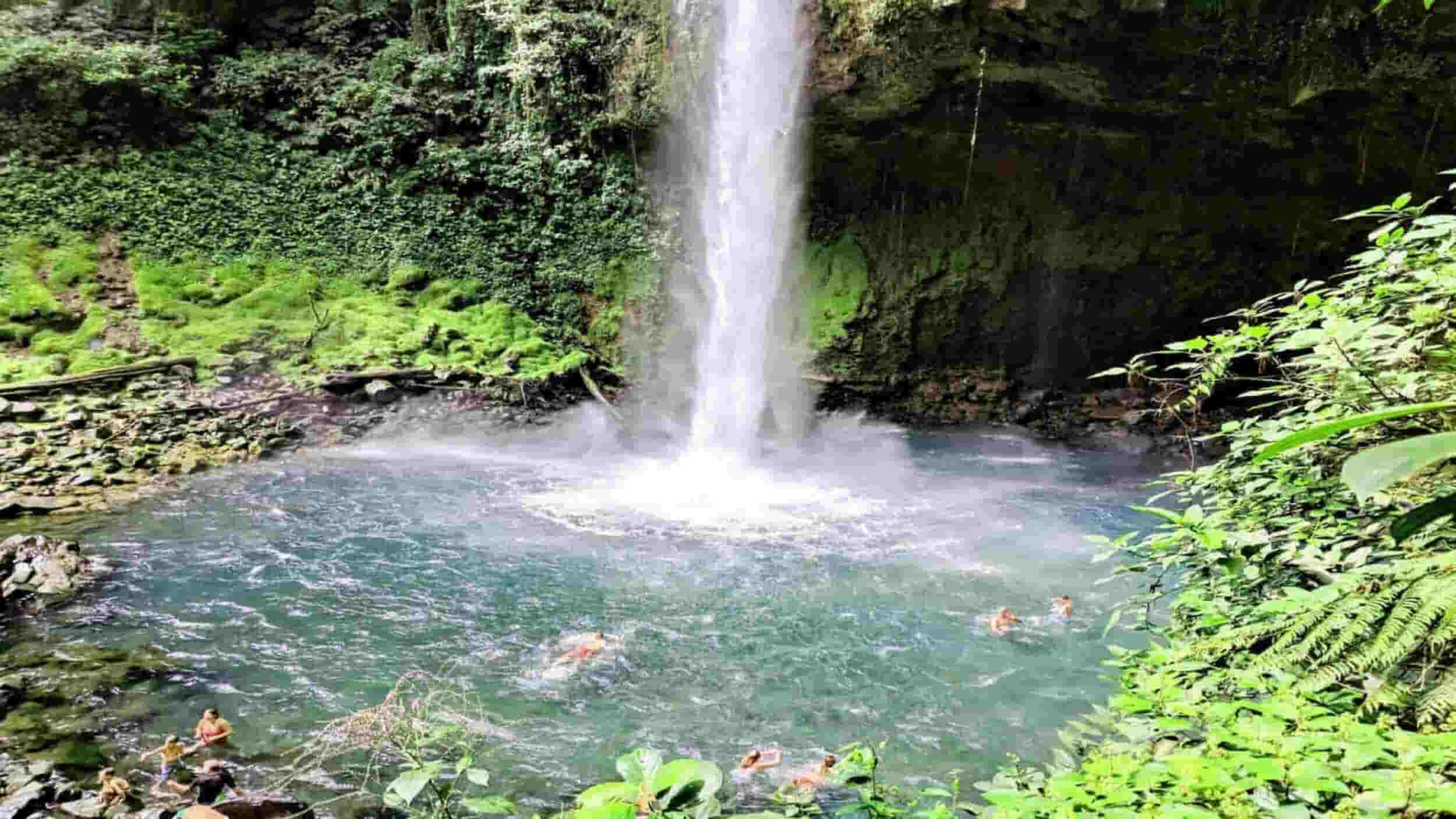 Waterfall in San Carlos Costa Rica, People swimming