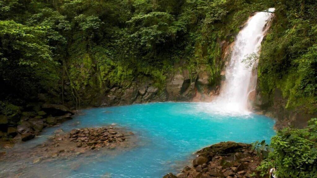 Waterfall in San Carlos Costa Rica, Rio Celeste Waterfall blue