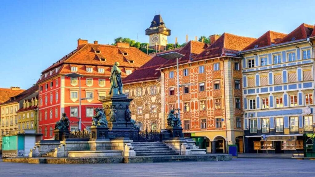 Attractions in Graz Austria, Central square Old Town of Graz
