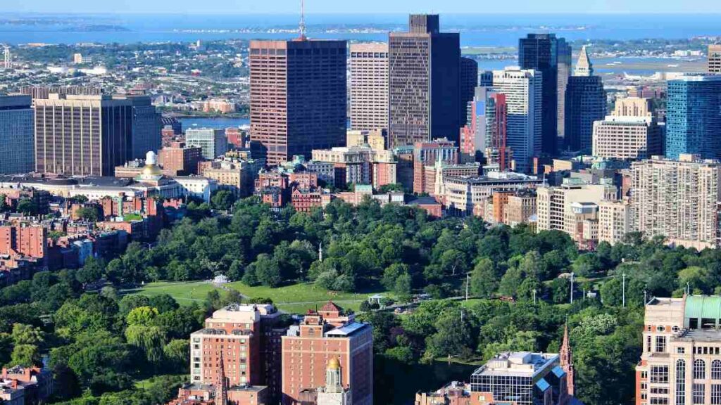 Freedom trail Boston stops, Boston common aerial view