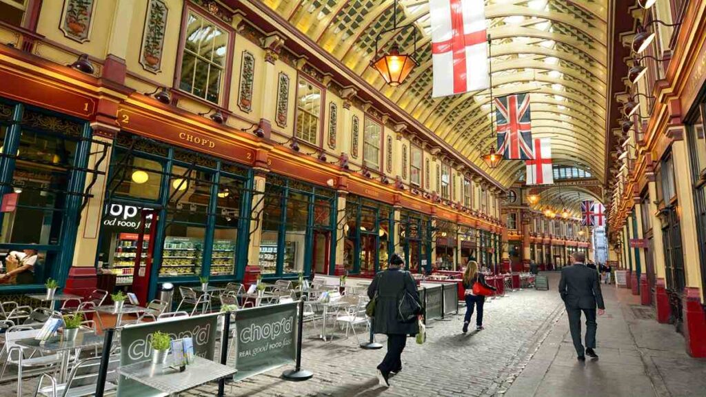 Popular attractions London England, victorian Leadenhall Market