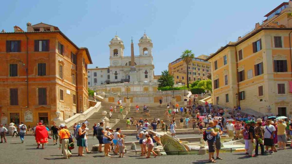 Tourist spots in Rome Italy, Spanish Steps leading to Trinita dei Monti church