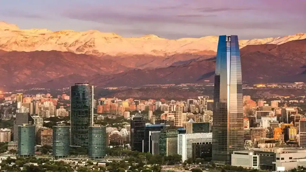 Largest swimming pool in the world, Santiago Chile cityscape