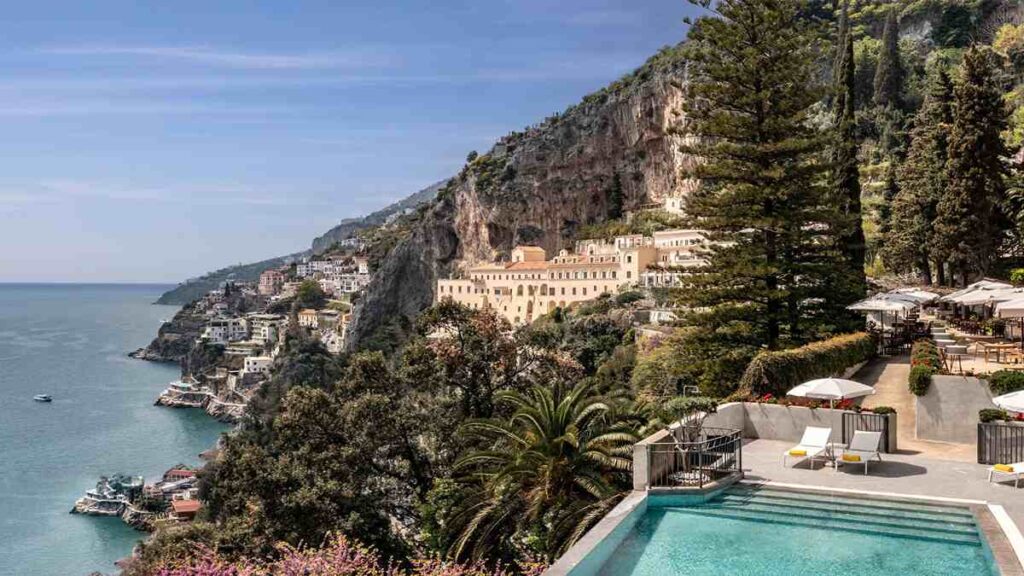 Where to stay in Amalfi Italy, luxury clifftop hotel terrace