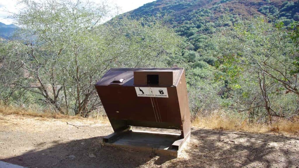 Grand Prismatic Spring Yellowstone, bear proof trash bin