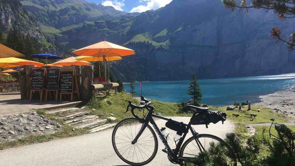Oeschinen Lake Switzerland, cycling