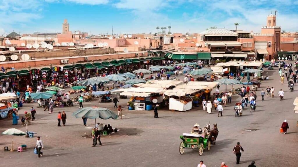 Marrakech city Morocco, Jemaa el-Fnaa Medina.