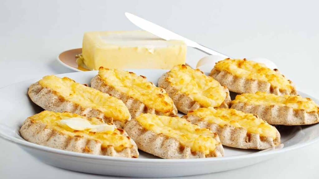 Traditional Finnish foods, Karelian Pasties served with butter