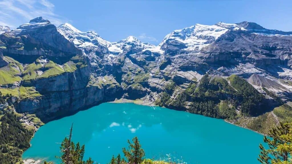 Oeschinen Lake Switzerland, Kandersteg mountain lake