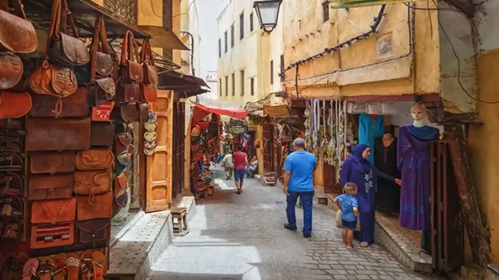 Marrakech city Morocco, Medina narrow alleys