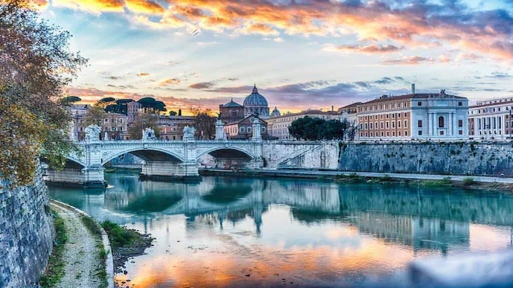 Rome in November, Tiber River sunset