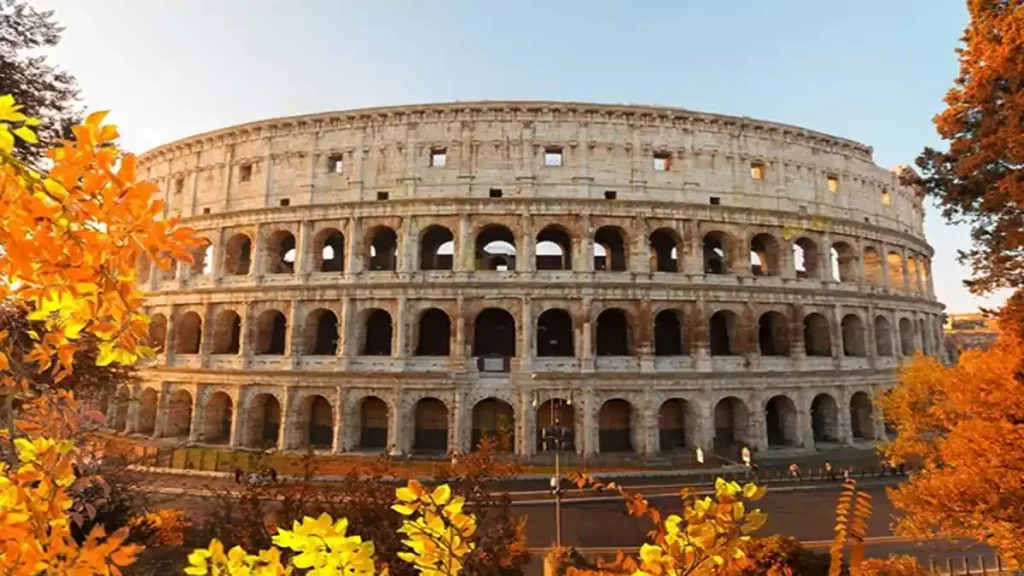 Rome in November, colosseum at sunset