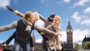 Family trips to London England, family having fun