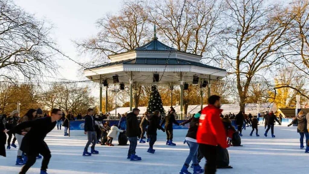 Family Trips to London England, skating at christmas