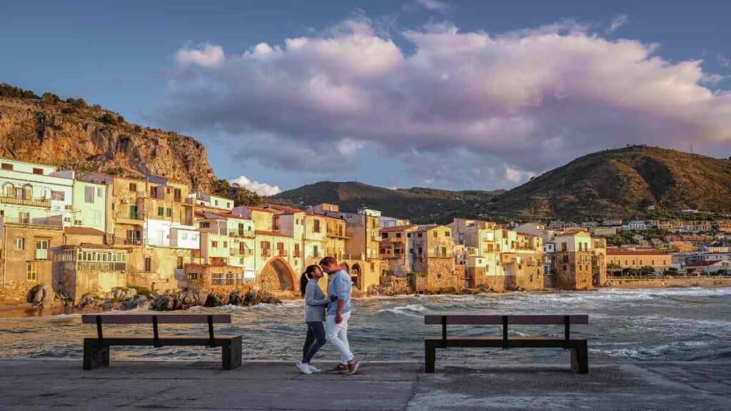 Towns and cities in Sicily, couple in Cefalu