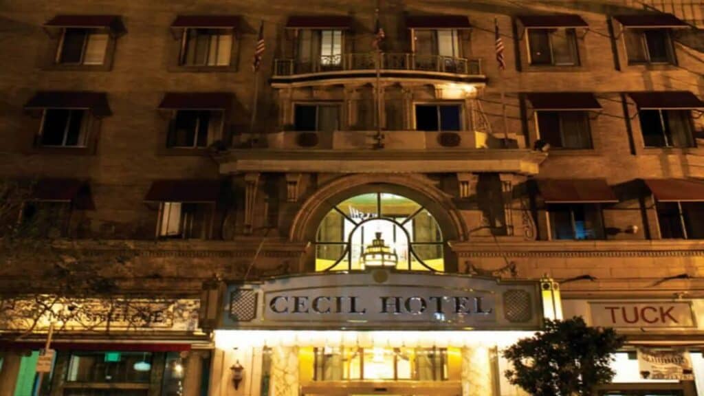 Cecil Hotel Downtown LA, night view