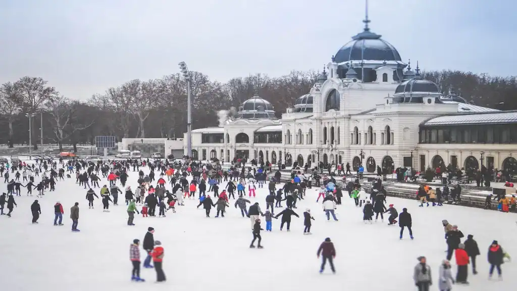 Budapest in December, ice skating