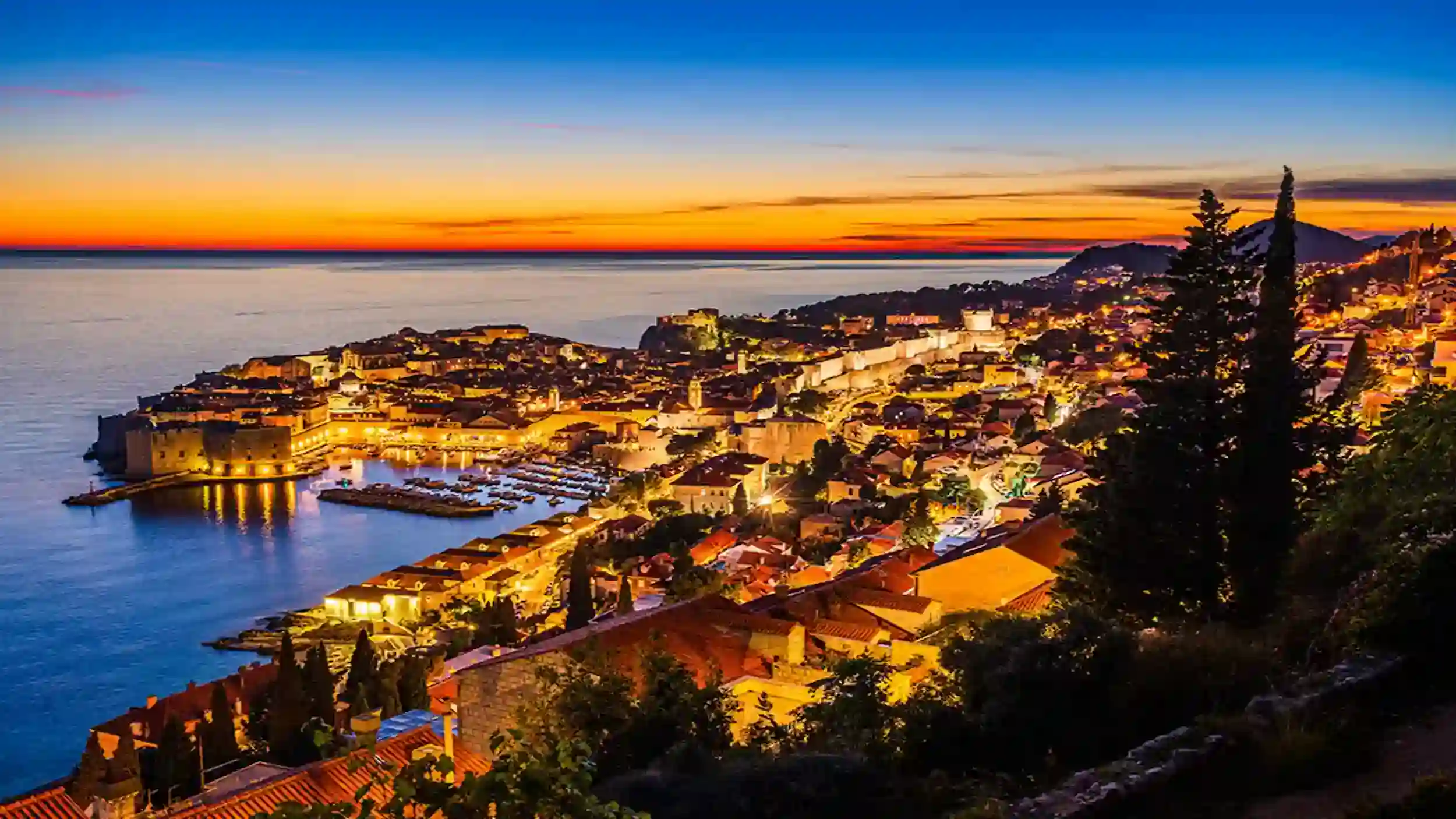 Dubrovnik in winter, night view