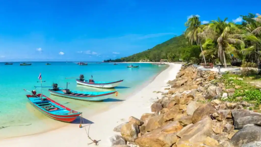 traditional wooden fishing boats in Koh Phangan