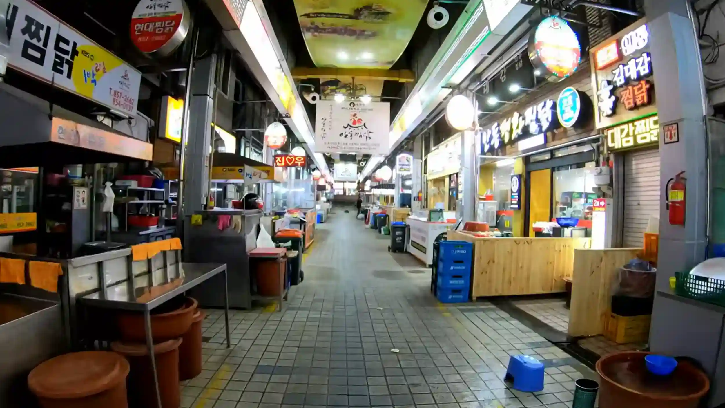 Andong Jjimdak chicken alley at Andong Old Market with traditional food stalls
