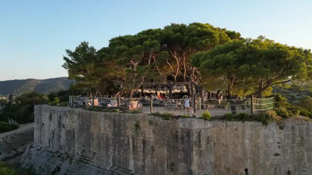 Vis Island without a car accessible Fort George with outdoor bar terrace built on historic fortress walls