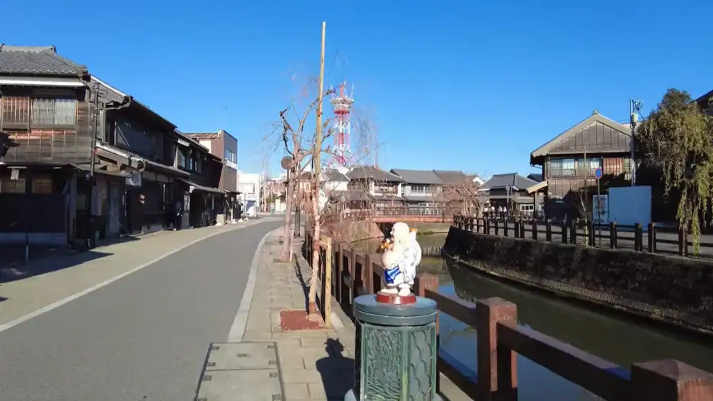 4 hours in Sawara Sawara Historical District with canal, traditional merchant houses, and statue along quiet street