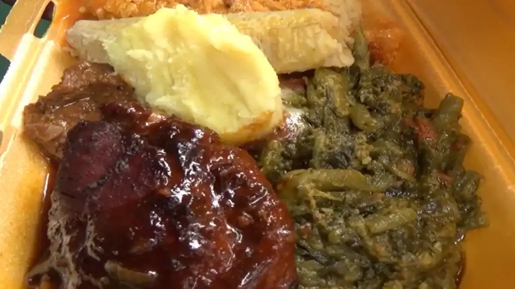 Guyanese cuisine plate from Kaieteur Kitchen one of the Elephant and Castle restaurants serving Caribbean food