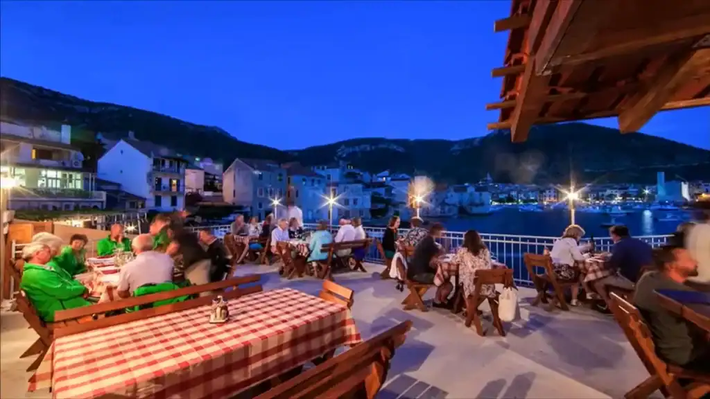 Vis Town vs Komiza restaurant terrace at Konoba Bako in Komiza
