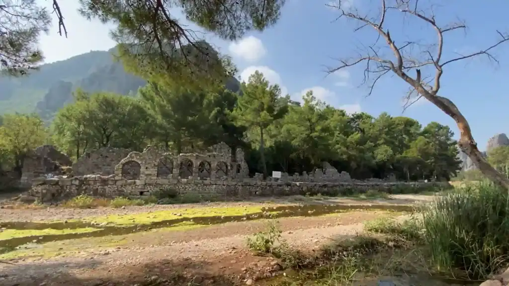 Olympos Beach entrance fee to ancient ruins showing stone arches and walls