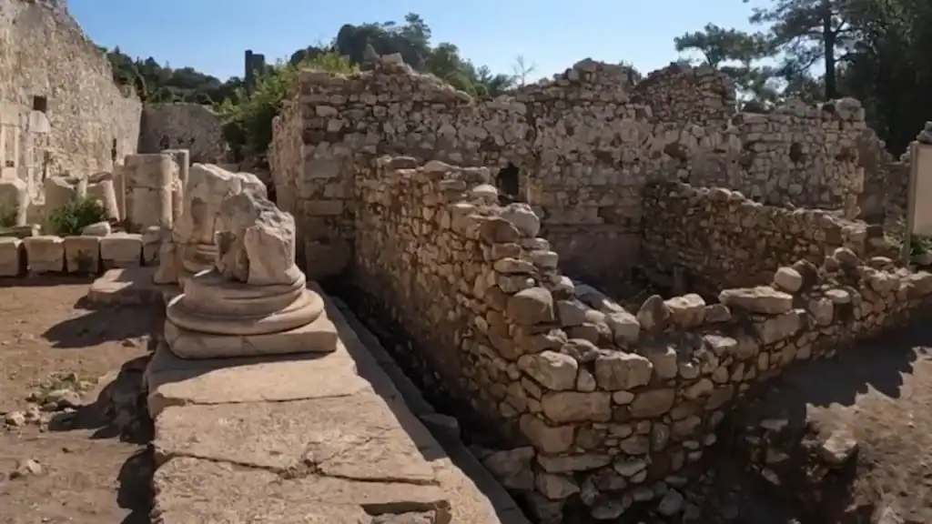 Ancient ruins with stone columns