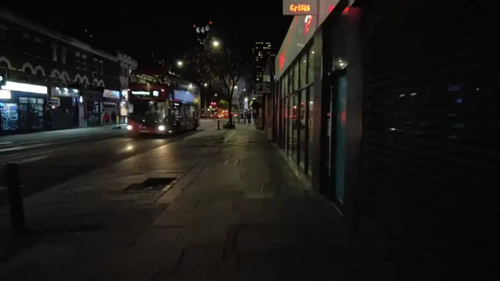 Evening hours with street lighting and public transport