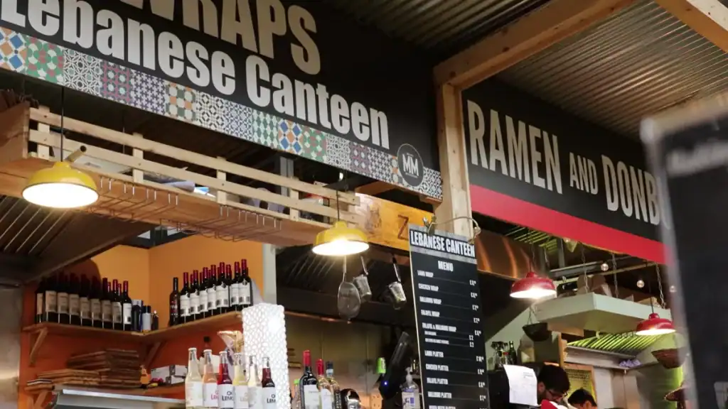 Mercato Metropolitano Elephant and Castle latin restaurants food hall with Lebanese and ramen vendors