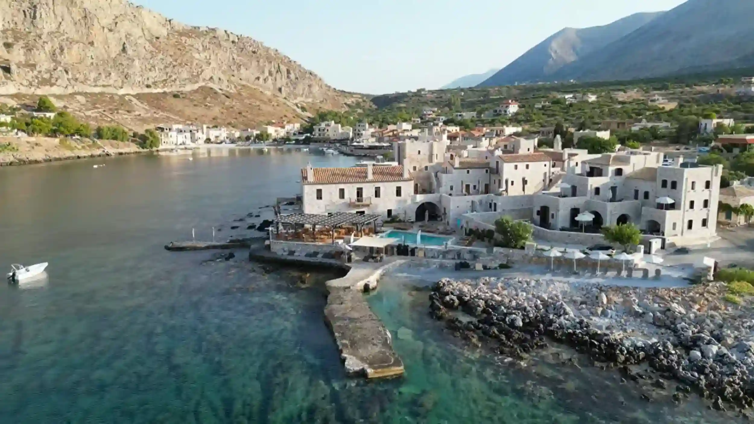 Where to Stay in Mani seaside hotel with crystal clear waters.