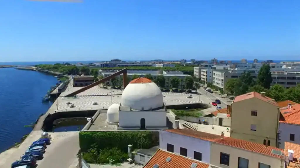 White domed chapel overlooking the Ave River estuary in Vila do Conde historic centre