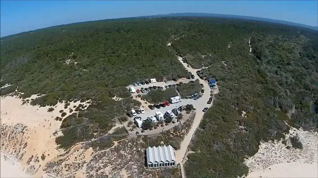 Aberta Nova car park set among pine forests on the Comporta dune ridge