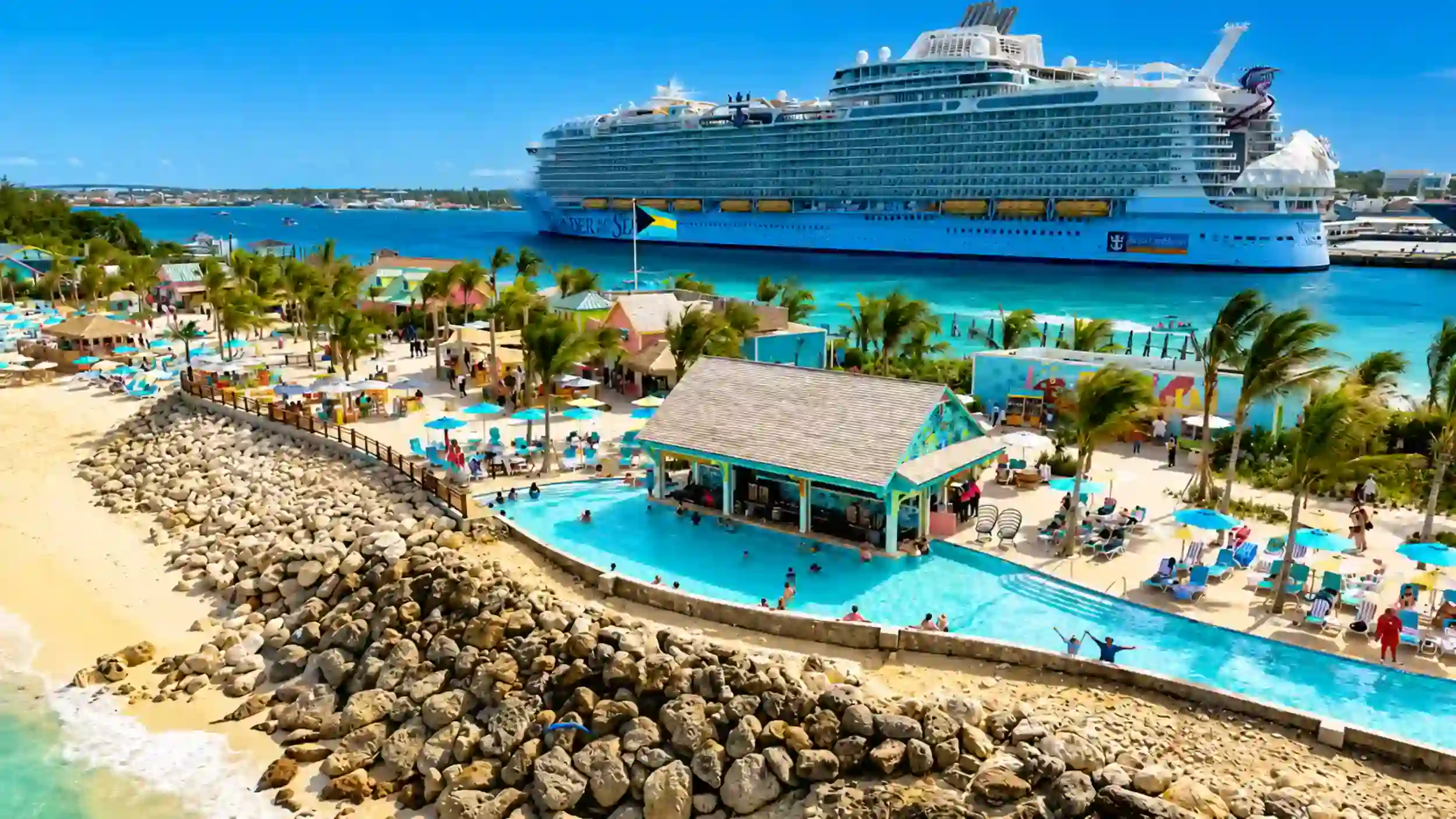 Is Nassau safe for tourists near this Paradise Island cruise dock and pool